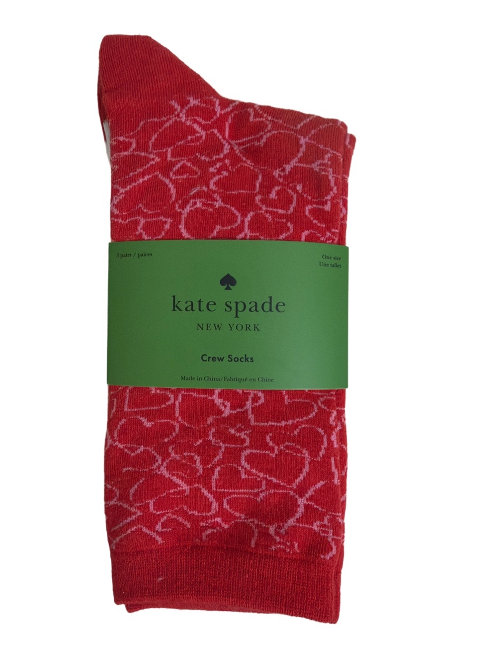 kate spade New York Crew Socks, 3pr - Heart and solid Pattern